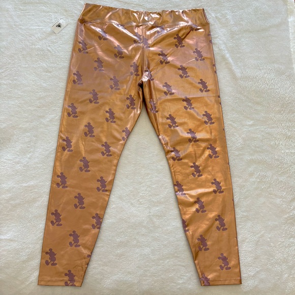 Disney Mickey Mouse Metallic Rose Gold Leggings--XL - Picture 4 of 15